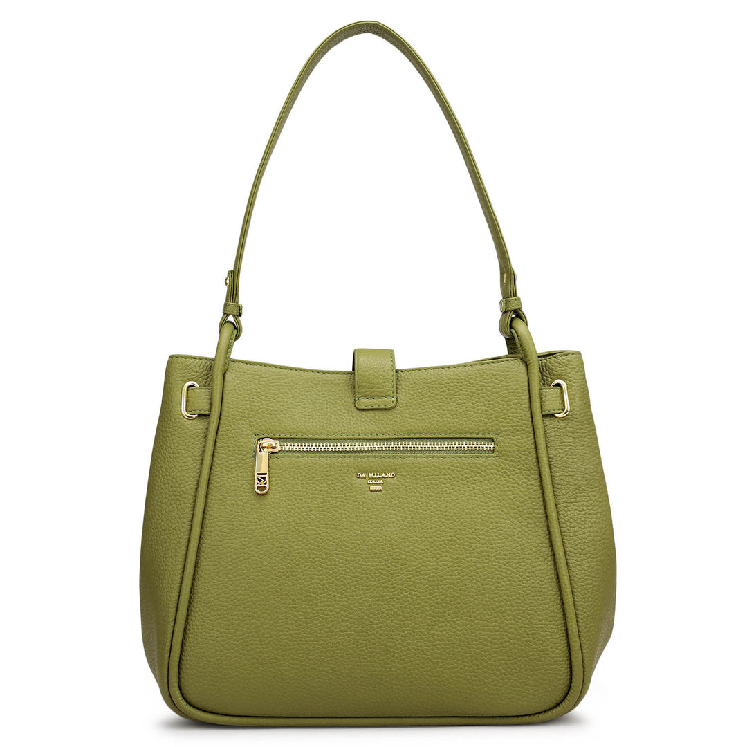 Medium Wax Leather Hobo - Fern