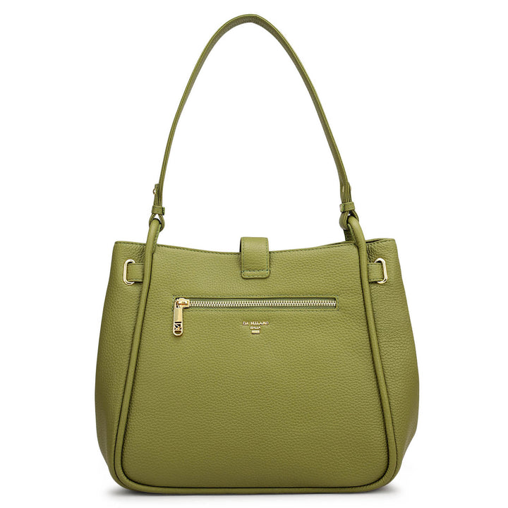 Medium Wax Leather Hobo - Fern