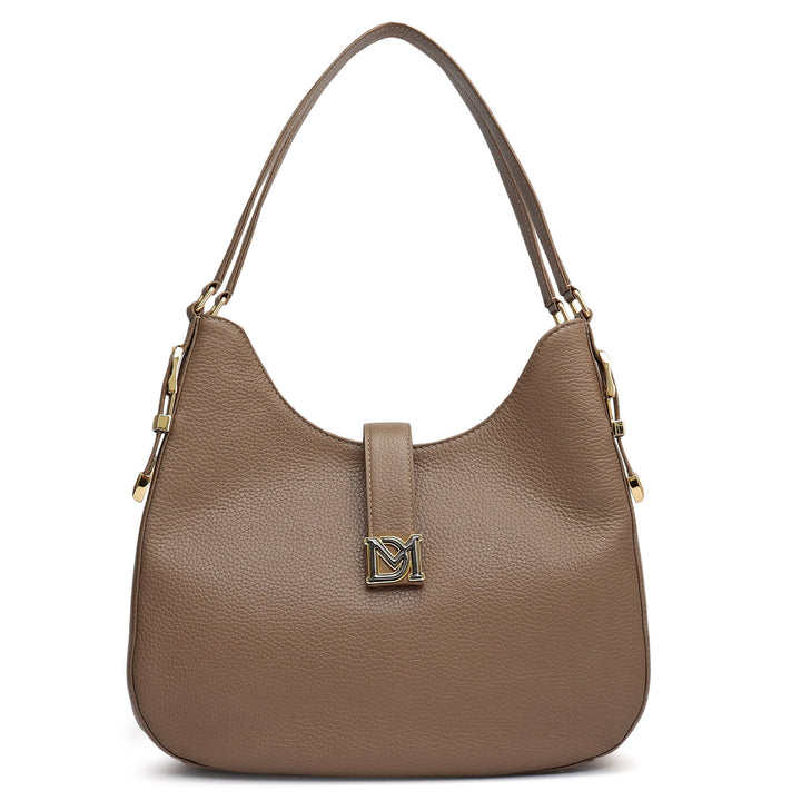 Medium Wax Leather Hobo - Smoke Grey