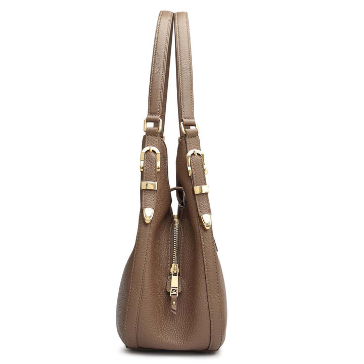 Medium Wax Leather Hobo - Smoke Grey