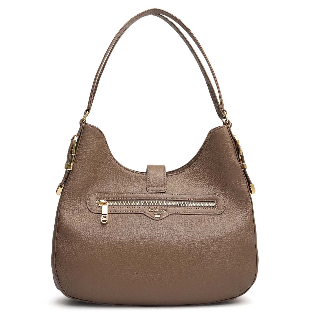 Medium Wax Leather Hobo - Smoke Grey