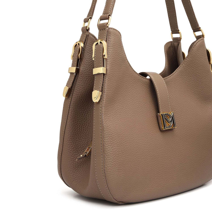 Medium Wax Leather Hobo - Smoke Grey