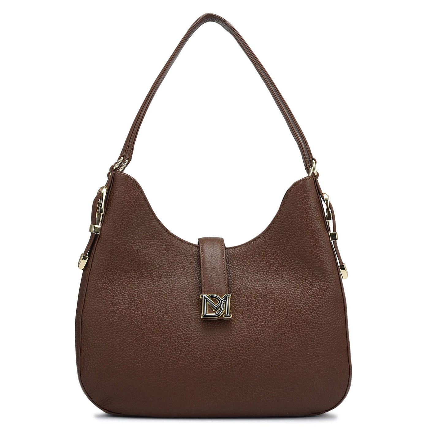Medium Wax Leather Shoulder Bag - Espresso