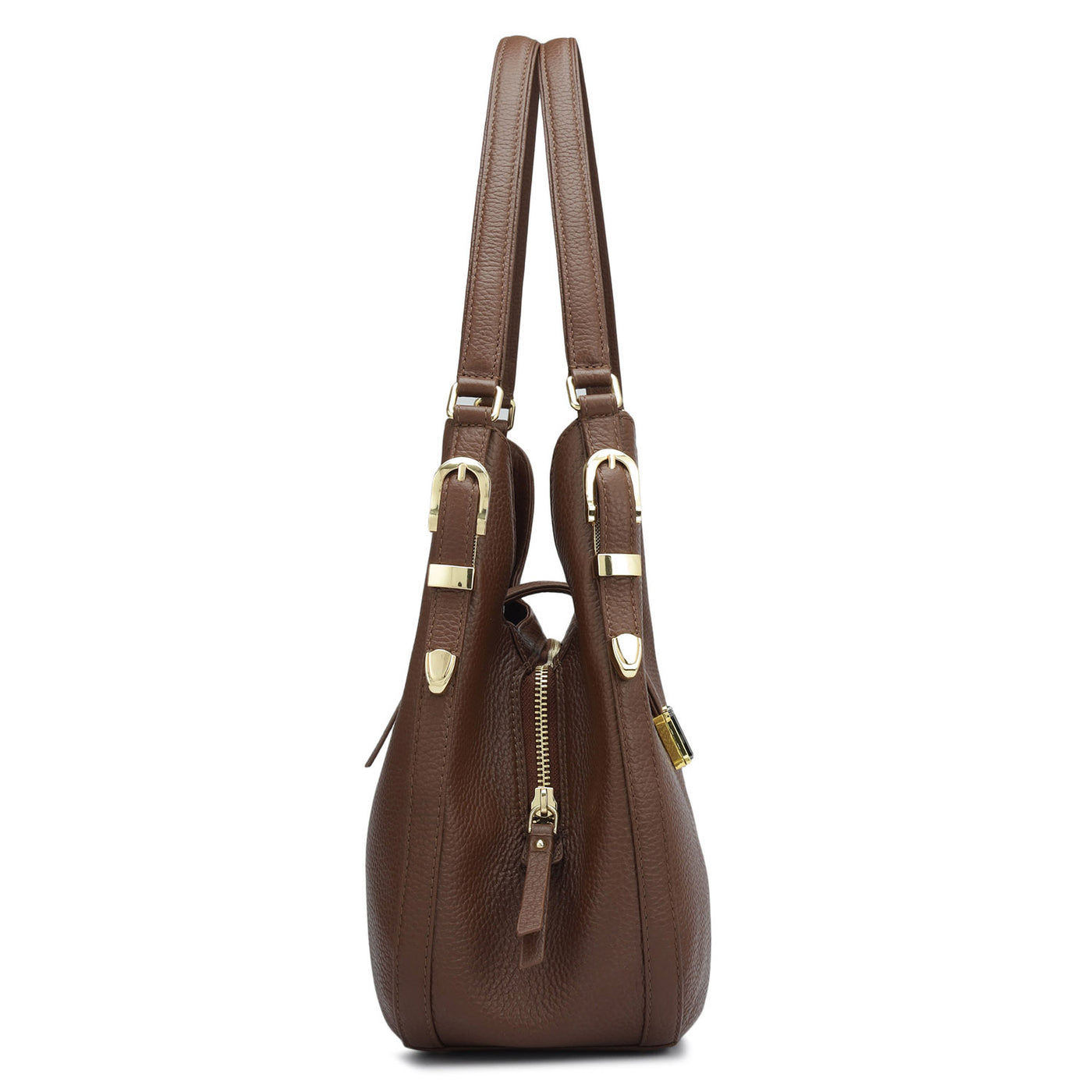 Medium Wax Leather Shoulder Bag - Espresso