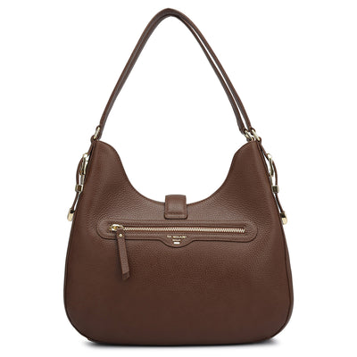 Medium Wax Leather Shoulder Bag - Espresso