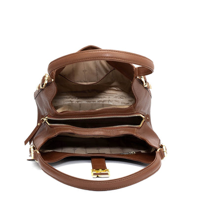 Medium Wax Leather Shoulder Bag - Espresso