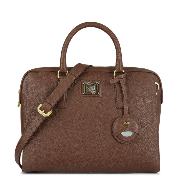 Medium Wax Leather Satchel - Espresso