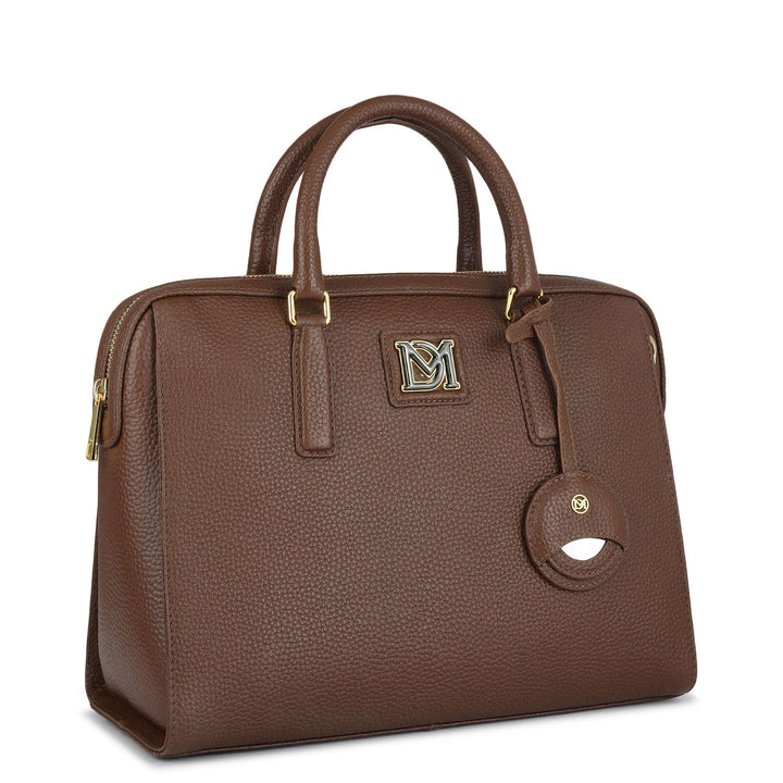 Medium Wax Leather Satchel - Espresso