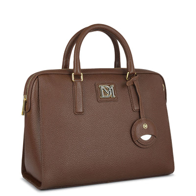 Medium Wax Leather Satchel - Espresso