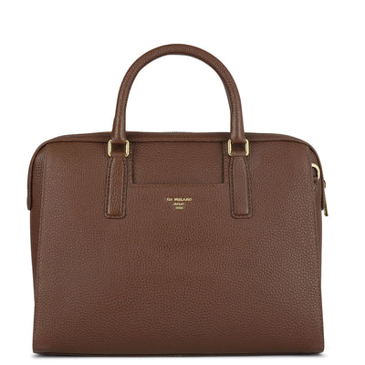 Medium Wax Leather Satchel - Espresso
