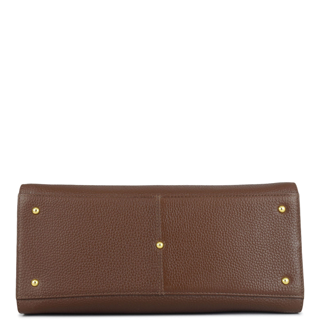Medium Wax Leather Satchel - Espresso