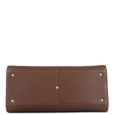 Medium Wax Leather Satchel - Espresso
