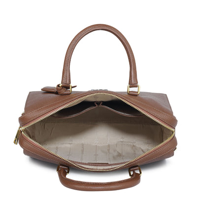 Medium Wax Leather Satchel - Espresso