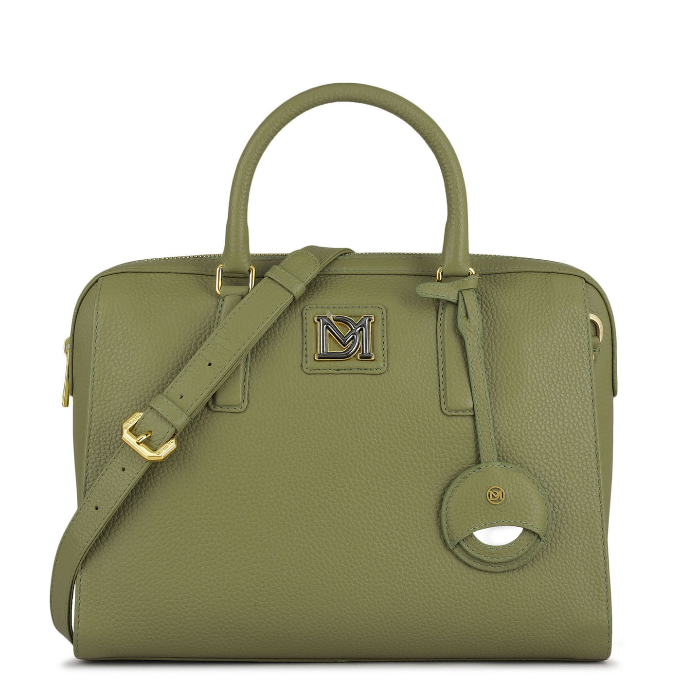 Medium Wax Leather Satchel - Fern