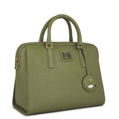 Medium Wax Leather Satchel - Fern