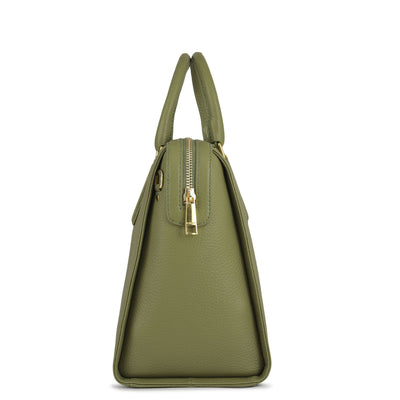 Medium Wax Leather Satchel - Fern
