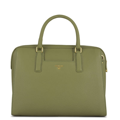 Medium Wax Leather Satchel - Fern