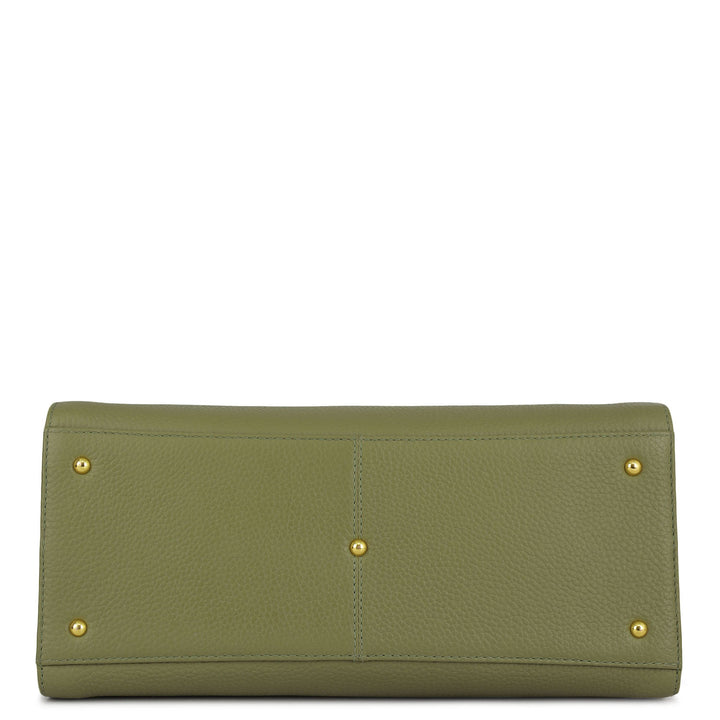 Medium Wax Leather Satchel - Fern