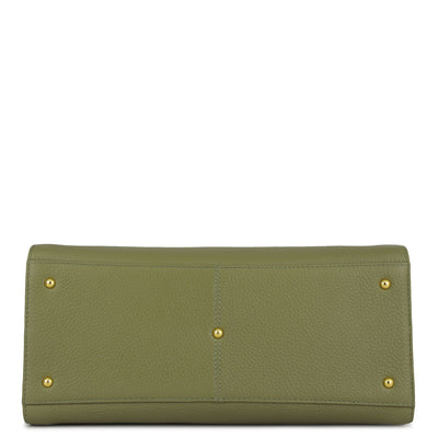Medium Wax Leather Satchel - Fern