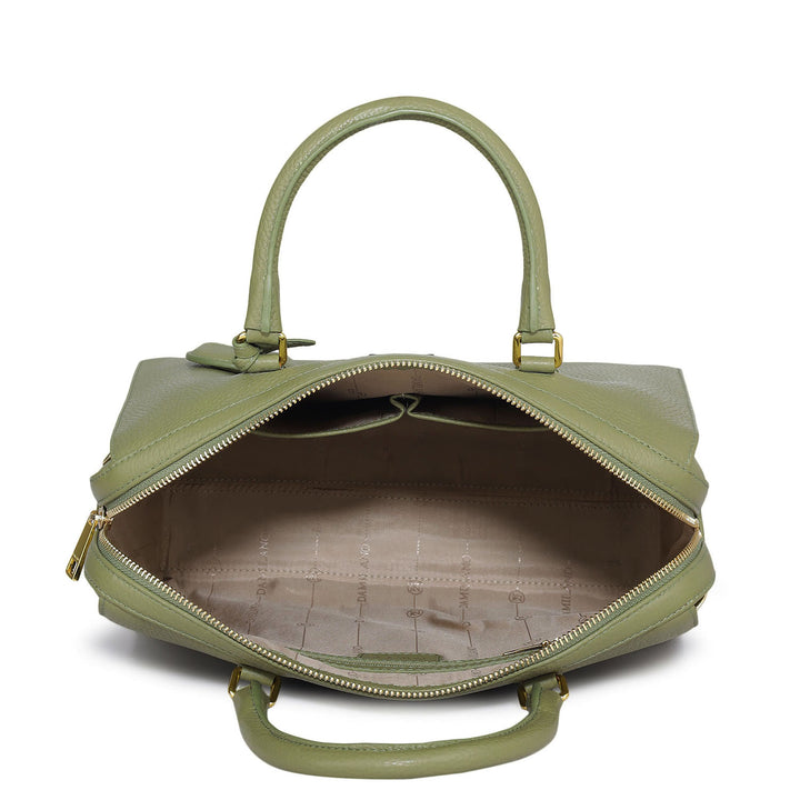 Medium Wax Leather Satchel - Fern