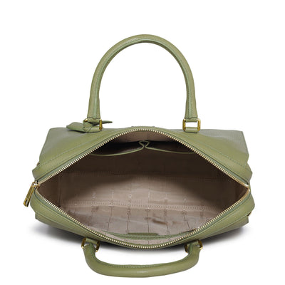 Medium Wax Leather Satchel - Fern