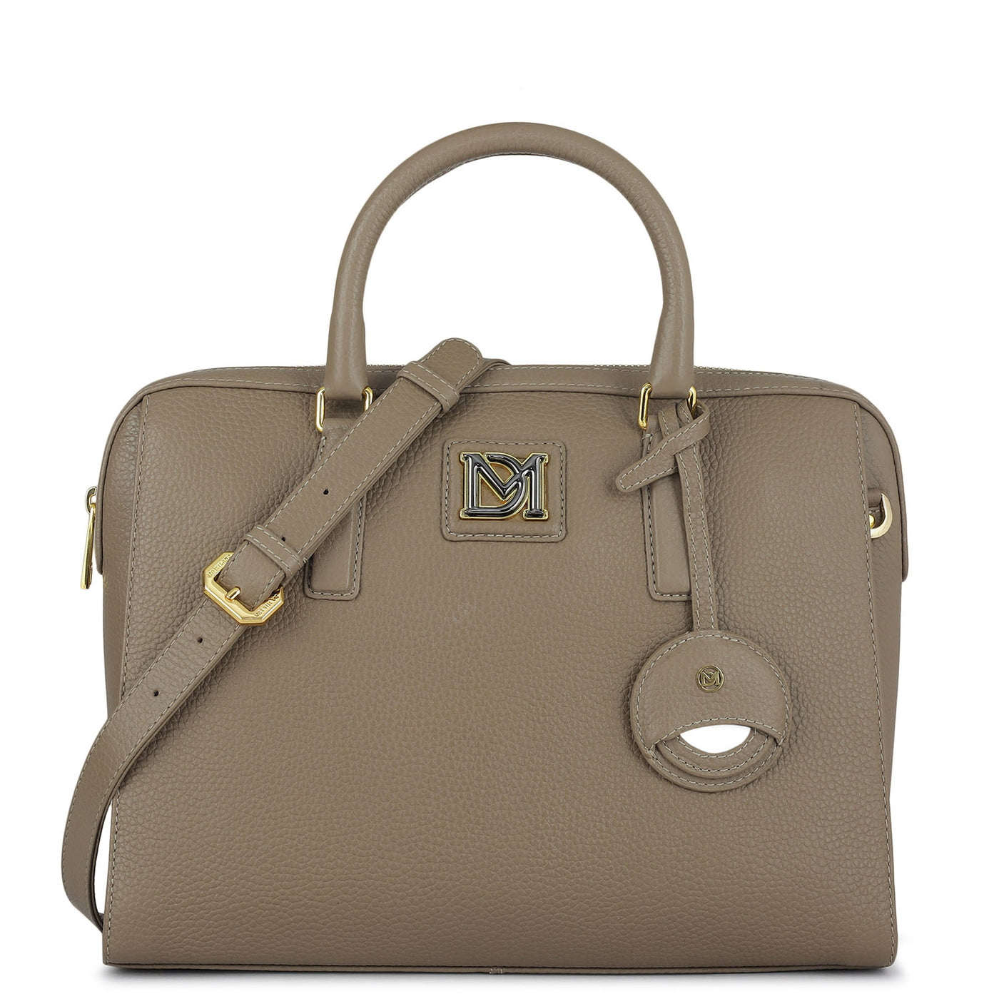 Medium Wax Leather Satchel - Greyish Taupe