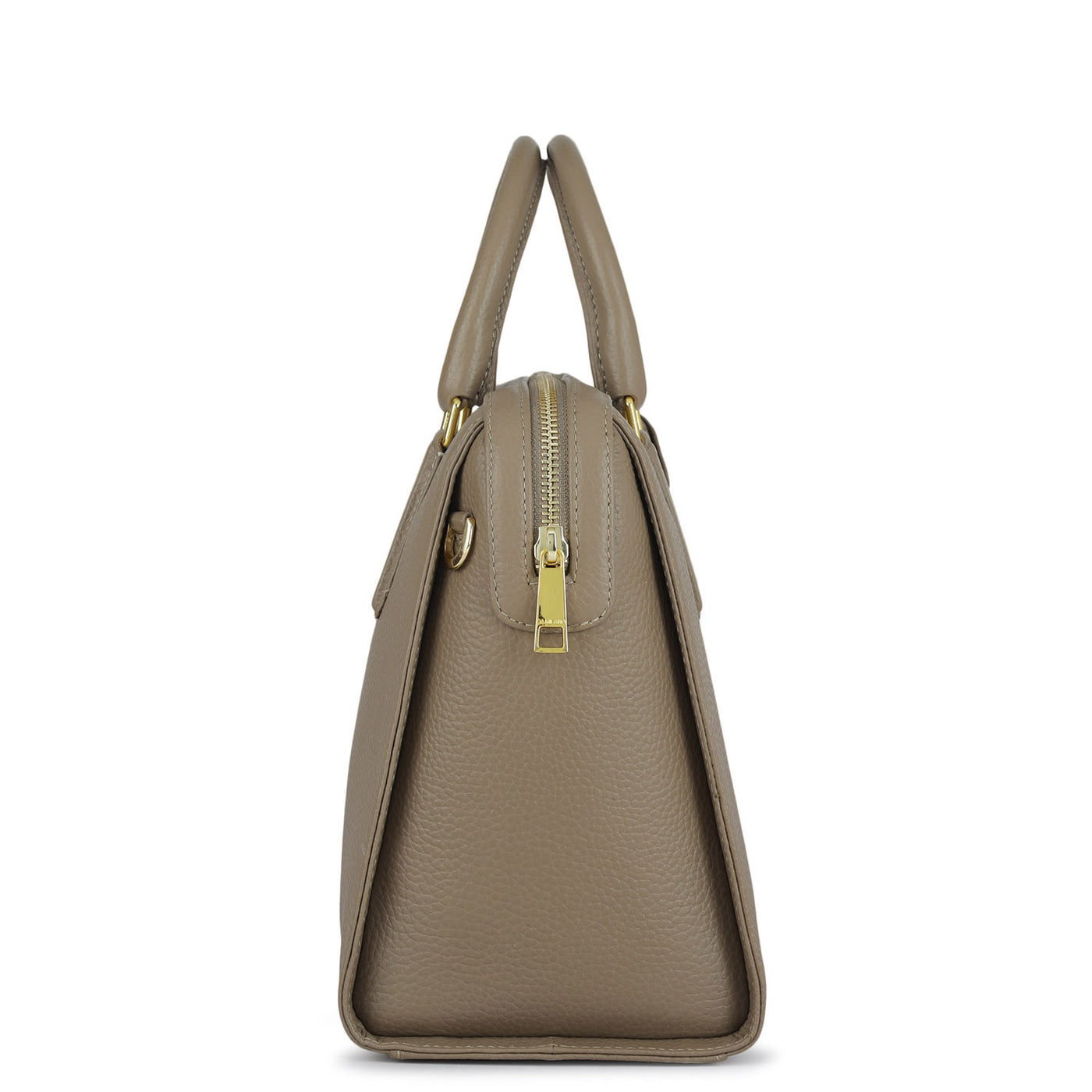 Medium Wax Leather Satchel - Greyish Taupe
