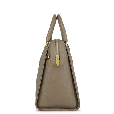 Medium Wax Leather Satchel - Greyish Taupe