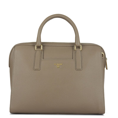 Medium Wax Leather Satchel - Greyish Taupe