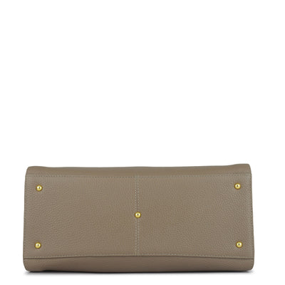Medium Wax Leather Satchel - Greyish Taupe