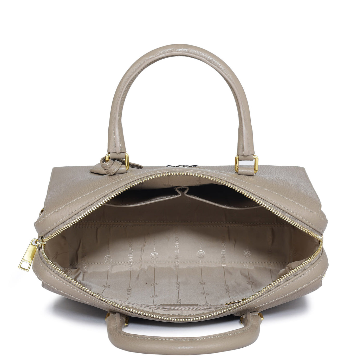 Medium Wax Leather Satchel - Greyish Taupe