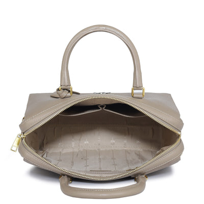 Medium Wax Leather Satchel - Greyish Taupe