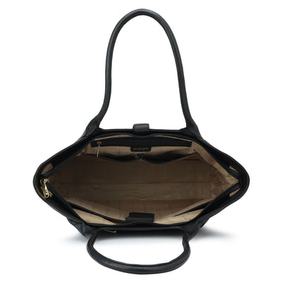 Large Wax Leather Tote - Black