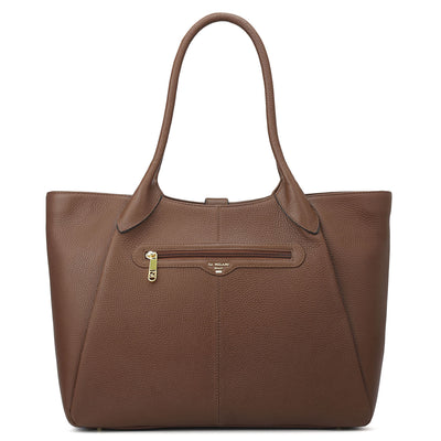Large Wax Leather Tote - Espresso