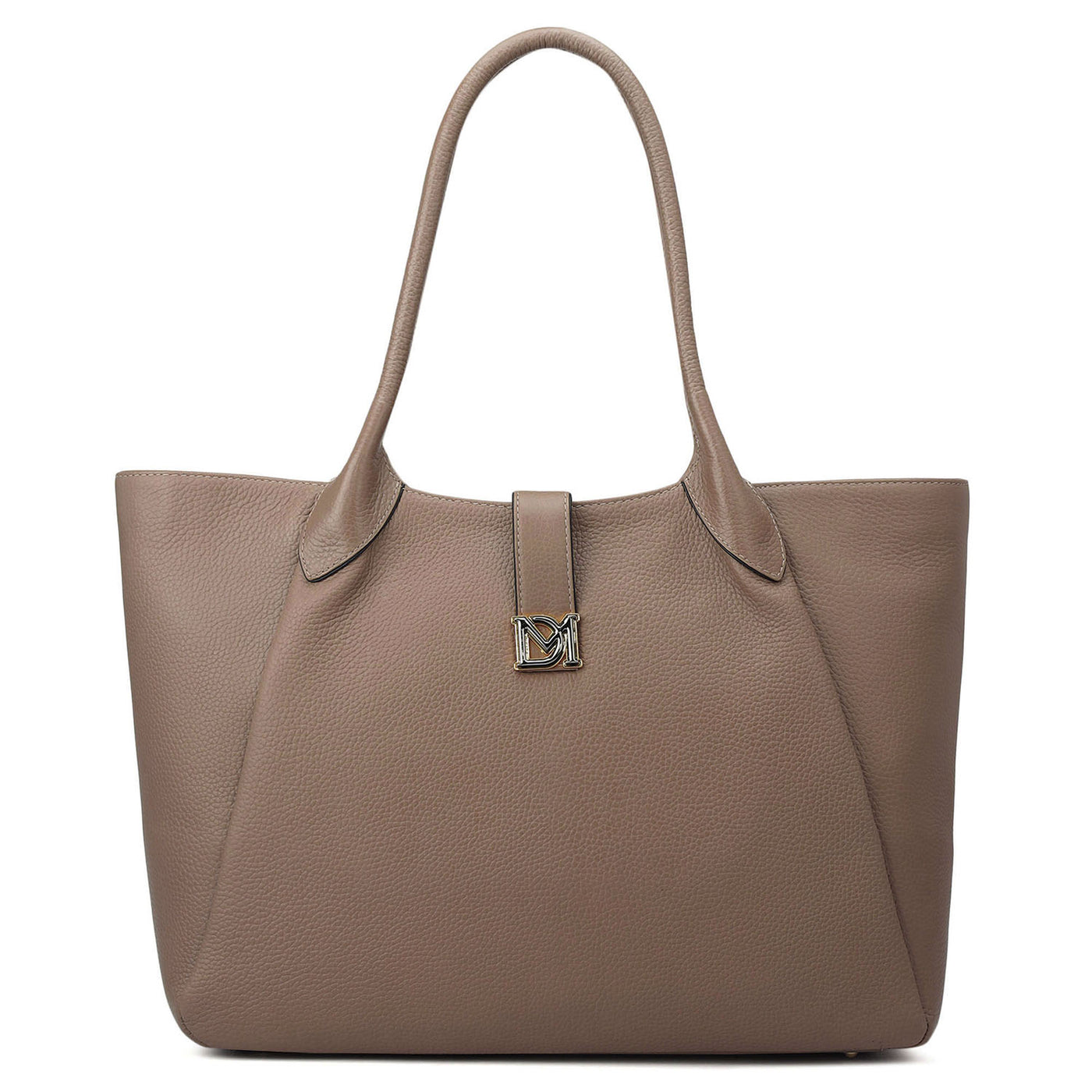 Large Wax Leather Tote - Greyish Taupe