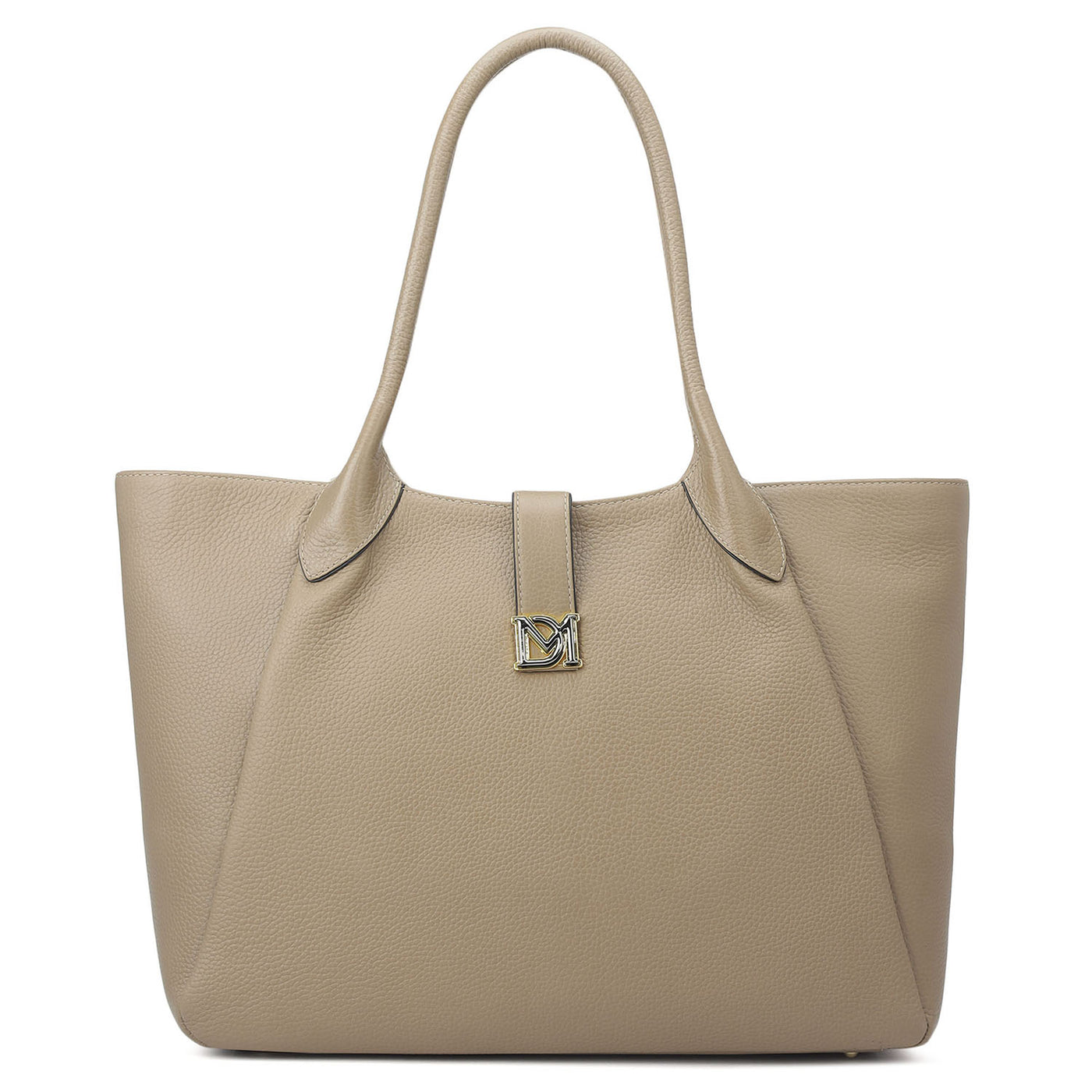 Large Wax Leather Tote - Greyish Taupe