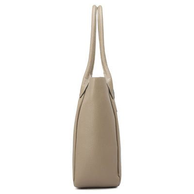 Large Wax Leather Tote - Greyish Taupe