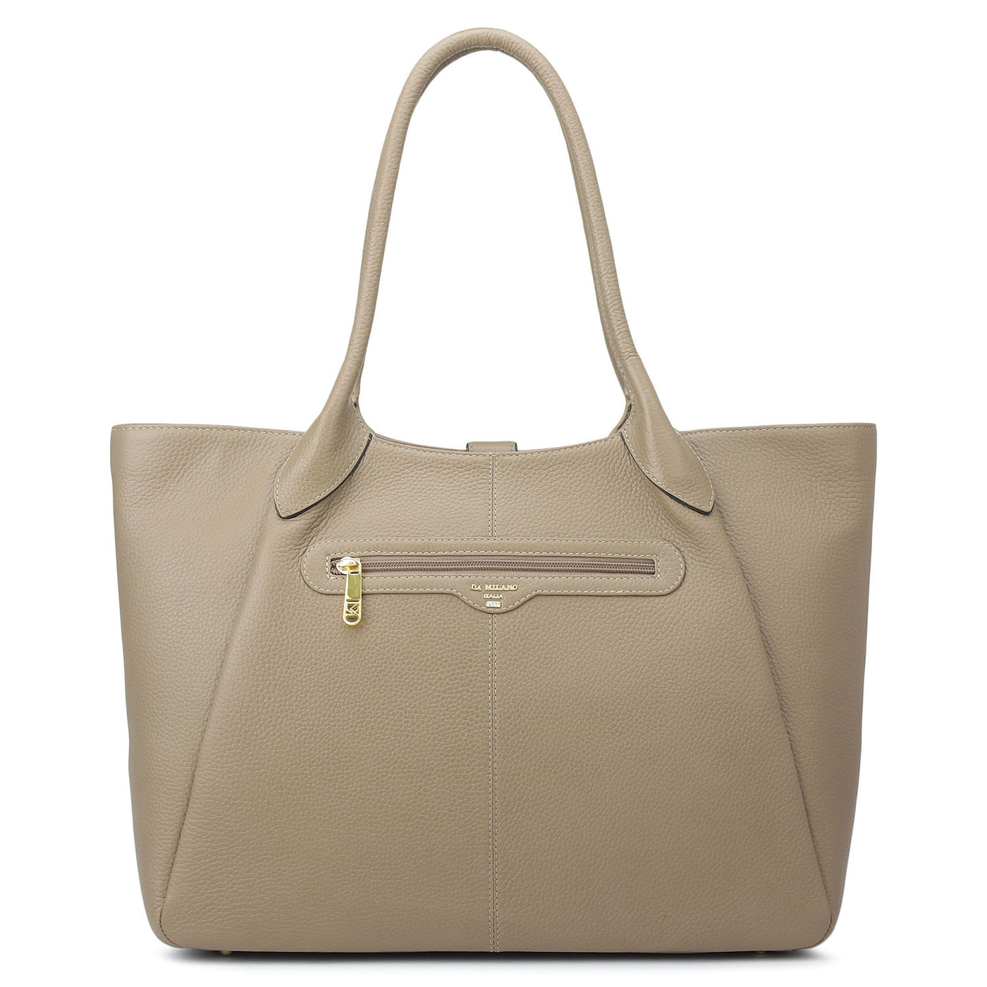 Large Wax Leather Tote - Greyish Taupe