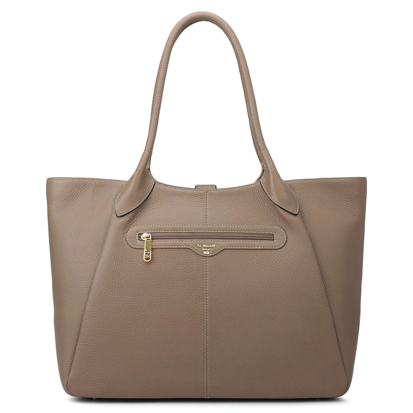 Large Wax Leather Tote - Greyish Taupe