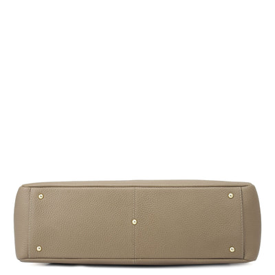 Large Wax Leather Tote - Greyish Taupe