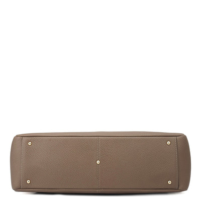 Large Wax Leather Tote - Greyish Taupe
