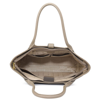 Large Wax Leather Tote - Greyish Taupe