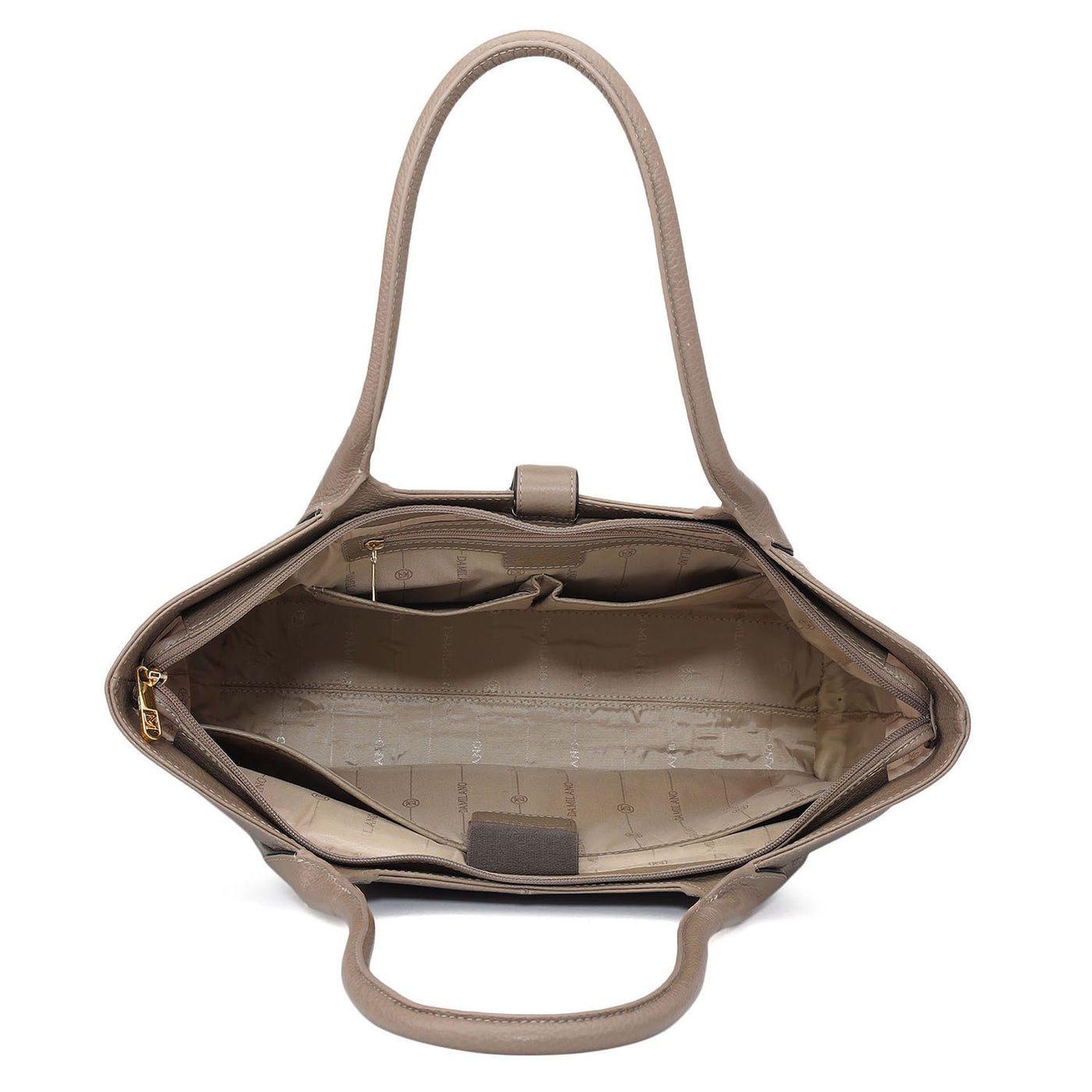 Large Wax Leather Tote - Greyish Taupe