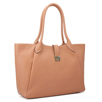 Large Wax Leather Tote - Terracotta