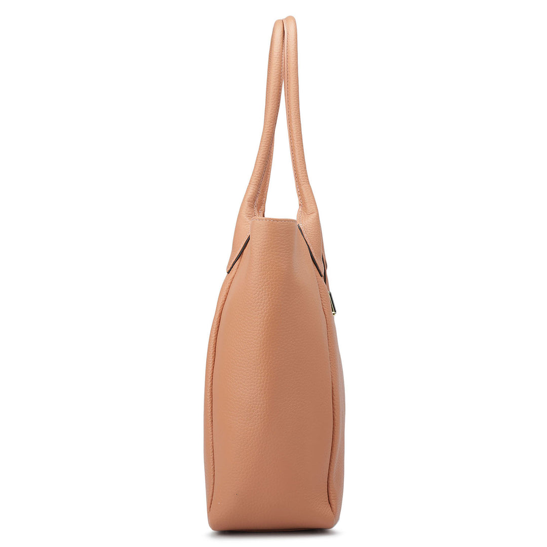 Large Wax Leather Tote - Terracotta