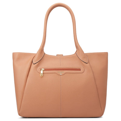 Large Wax Leather Tote - Terracotta