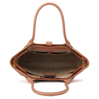 Large Wax Leather Tote - Terracotta