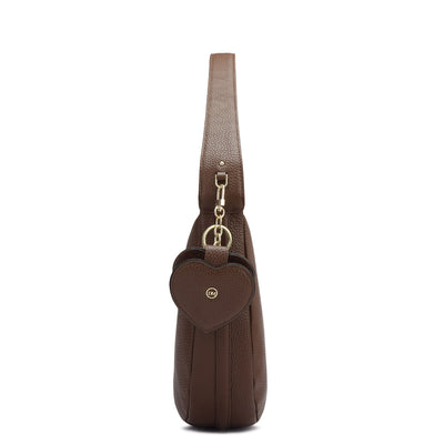 Medium Wax Leather Hobo Bag - Espresso