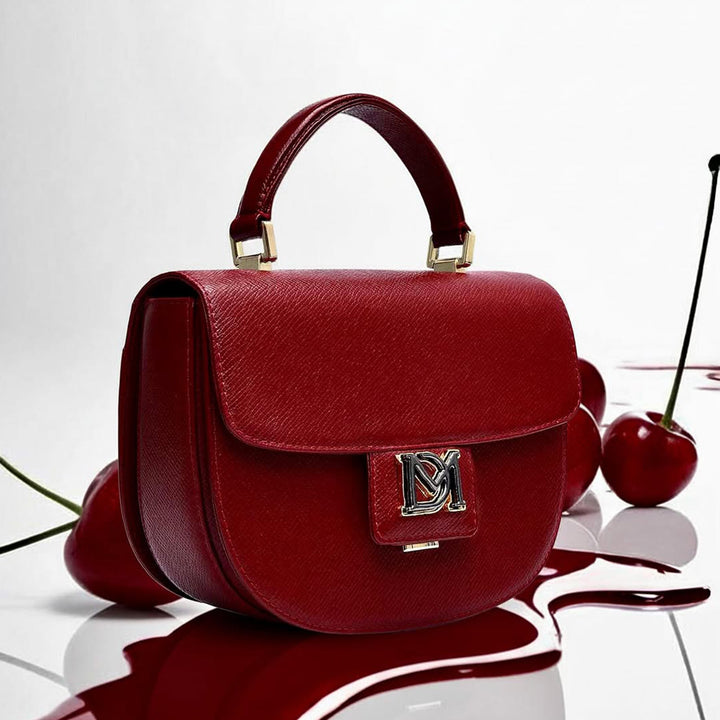 Small Franzy Leather Satchel - Cherry
