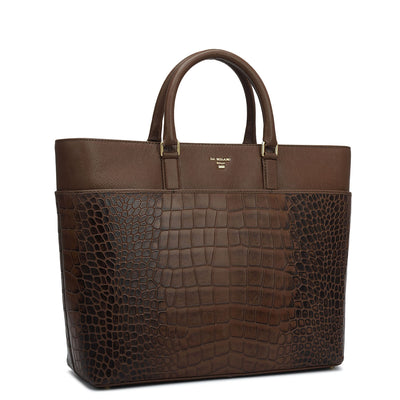 Medium Croco Franzy Leather Satchel - Date